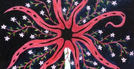 Colorful flower with dark background